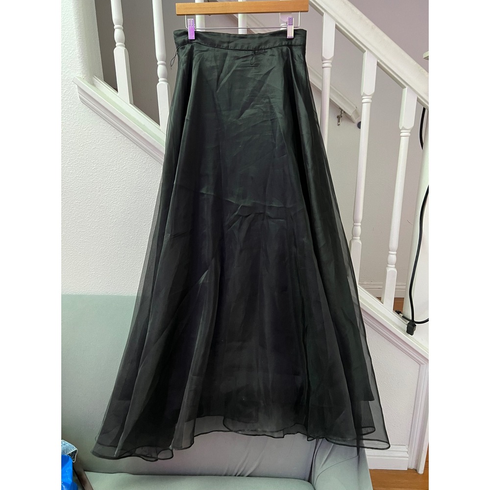 Chelsea Nites Black Sheer Overlay Maxi Skirt Formal A-Line Evening‎ Gown 10 USA